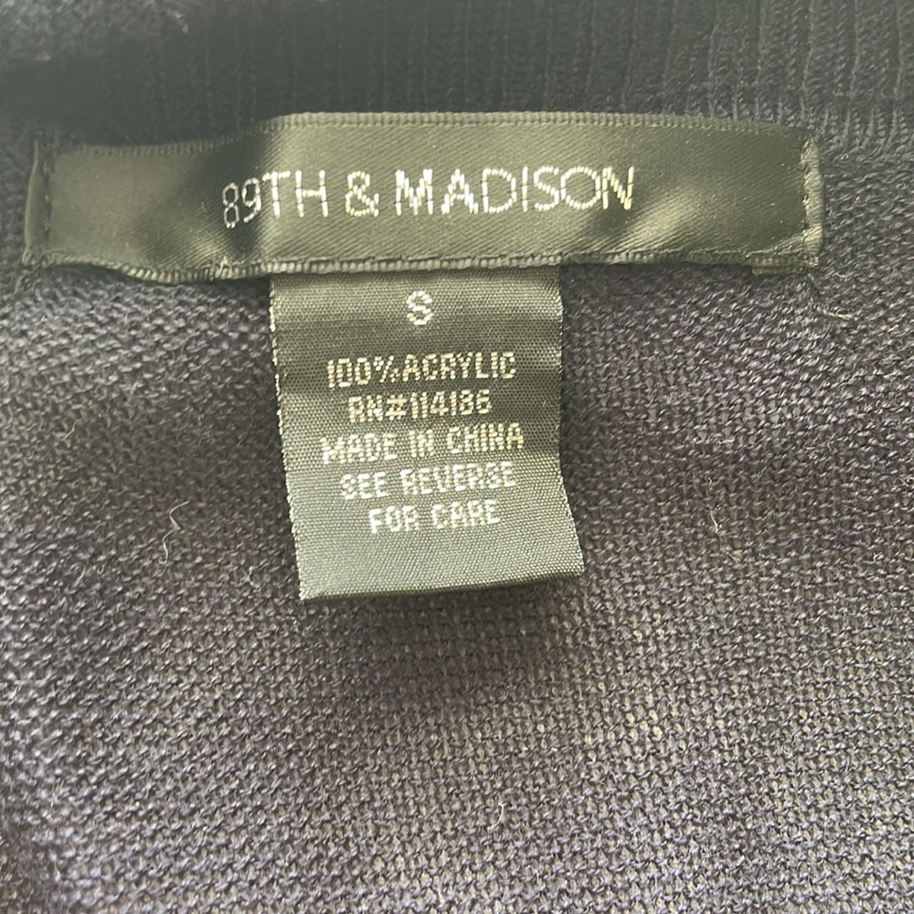 89th & Madison Crochet Knit Navy Sweater Acrylic Cardigan Small - Picture 7 of 9
